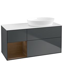 Villeroy und Boch Finion Villeroy und Boch Finion GA41GNHG 120cm, cover plate white matt, Emotion, shelves Walnut Veneer , Midnight Blue Matt Lacquer
