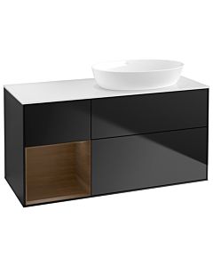 Villeroy und Boch Finion Villeroy und Boch Finion GA41GNPD 120cm, cover plate white matt, Emotion, shelves Walnut Veneer , black matt lacquer