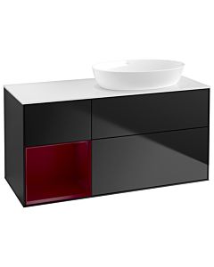 Villeroy und Boch Finion Villeroy und Boch Finion GA41HBPD 120cm, cover plate white matt, Emotion, shelves Peony matt lacquer, black matt lacquer