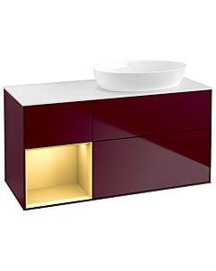 Villeroy und Boch Finion Waschtischunterschrank GA41HFHB 120cm, Abdeckplatte white matt, Emotion, Regale Gold matt lacquer, Peony Matt