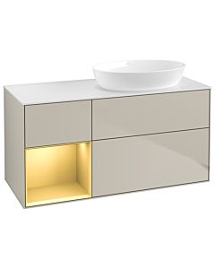 Villeroy und Boch Finion Waschtischunterschrank GA41HFHH 120cm, Abdeckplatte white matt, Emotion, Regale Gold matt lacquer, Sand Matt Lacquer