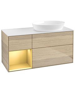 Villeroy und Boch Finion Villeroy und Boch Finion GA41HFPC 120cm, cover plate white matt, Emotion, shelves gold matt lacquer, Oak Veneer