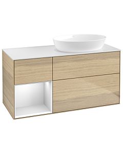Villeroy und Boch Finion Waschtischunterschrank GA41MTPC 120cm, Abdeckplatte white matt, Emotion, Regale White matt lacquer, Oak Veneer