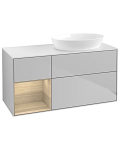 Villeroy und Boch Finion Waschtischunterschrank GA41PCGJ 120cm, Abdeckplatte white matt, Emotion, Regale Oak Veneer, Light grey matt