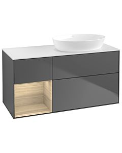 Villeroy und Boch Finion Waschtischunterschrank GA41PCGK 120cm, Abdeckplatte white matt, Emotion, Regale Oak Veneer, Anthracite matt
