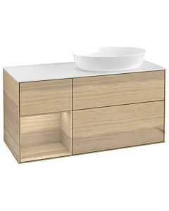 Villeroy und Boch Finion Villeroy und Boch GA41PCPC 120cm, plaque de recouvrement blanc mat, emotion, étagères Oak Veneer , Oak Veneer