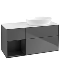 Villeroy und Boch Finion Villeroy und Boch Finion GA41PDGK 120cm, cover plate white matt, Emotion, shelves black matt lacquer, anthracite matt