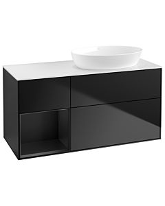 Villeroy und Boch Finion Waschtischunterschrank GA41PDPD 120cm, Abdeckplatte white matt, Emotion, Regale Black matt lacquer, Black matt lacquer