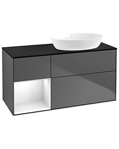 Villeroy und Boch Finion Villeroy und Boch Finion GA42GFGK 120cm, cover plate black matt, Emotion, shelves Glossy white lacquer, anthracite matt