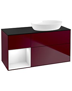 Villeroy und Boch Finion Villeroy und Boch Finion GA42GFHB 120cm, cover plate black matt, Emotion, shelves Glossy white lacquer, Peony Matt