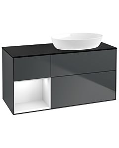 Villeroy und Boch Finion Waschtischunterschrank GA42GFHG 120cm, Abdeckplatte black matt, Emotion, Regale Glossy white lacquer, Midnight Blue Matt Lacquer