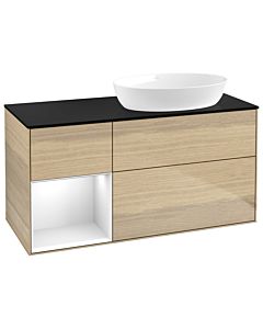 Villeroy und Boch Finion Villeroy und Boch Finion GA42GFPC 120cm, cover plate black matt, Emotion, shelves Glossy white lacquer, Oak Veneer