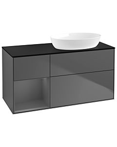 Villeroy und Boch Finion Waschtischunterschrank GA42GKGK 120cm, Abdeckplatte black matt, Emotion, Regale Anthracite matt lacquer, Anthracite matt