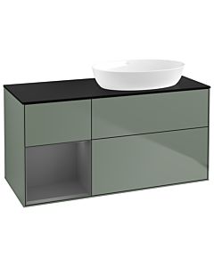Villeroy und Boch Finion Villeroy und Boch Finion GA42GKGM 120cm, cover plate black matt, Emotion, shelves anthracite matt lacquer, Olive Matt Lacquer