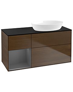 Villeroy und Boch Finion Villeroy und Boch Finion GA42GKGN 120cm, cover plate black matt, Emotion, shelves anthracite matt lacquer, walnut veneer