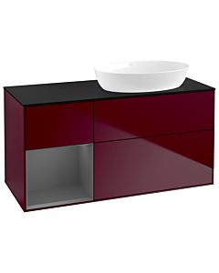 Villeroy und Boch Finion Waschtischunterschrank GA42GKHB 120cm, Abdeckplatte black matt, Emotion, Regale Anthracite matt lacquer, Peony Matt