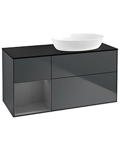 Villeroy und Boch Finion Villeroy und Boch GA42GKHG 120cm, plaque de recouvrement noir mat, Emotion, étagères Laque anthracite mat, Midnight Blue Matt Lacquer