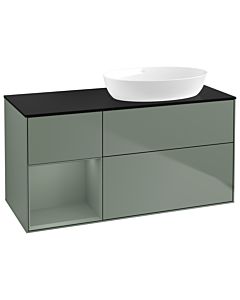 Villeroy und Boch Finion Villeroy und Boch Finion GA42GMGM 120cm, cover plate black matt, Emotion, shelves olive matt lacquer, Olive Matt Lacquer
