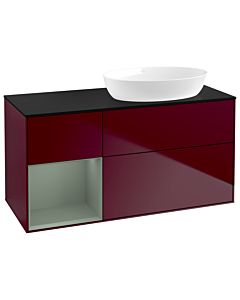 Villeroy und Boch Finion Villeroy und Boch Finion GA42GMHB 120cm, cover plate black matt, Emotion, shelves olive matt lacquer, Peony Matt
