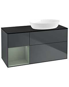 Villeroy und Boch Finion Waschtischunterschrank GA42GMHG 120cm, Abdeckplatte black matt, Emotion, Regale Olive matt lacquer, Midnight Blue Matt Lacquer