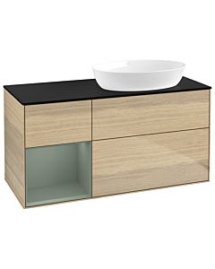 Villeroy und Boch Finion Villeroy und Boch Finion GA42GMPC 120cm, cover plate black matt, Emotion, shelves olive matt lacquer, Oak Veneer