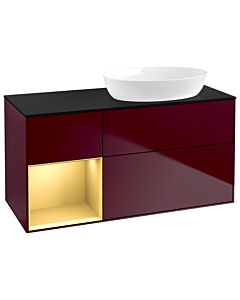 Villeroy und Boch Finion Waschtischunterschrank GA42HFHB 120cm, Abdeckplatte black matt, Emotion, Regale Gold matt lacquer, Peony Matt