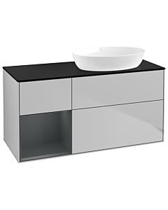 Villeroy und Boch Finion Waschtischunterschrank GA42HGGJ 120cm, Abdeckplatte black matt, Emotion, Regale Midnight matt lacquer, Light grey matt