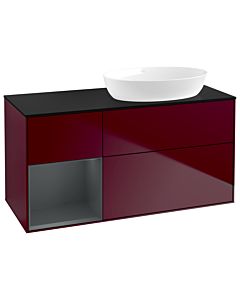 Villeroy und Boch Finion Villeroy und Boch Finion GA42HGHB 120cm, cover plate black matt, Emotion, shelves Midnight matt lacquer, Peony Matt