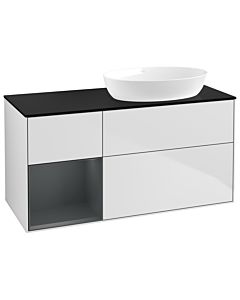 Villeroy und Boch Finion Villeroy und Boch Finion GA42HGMT 120cm, cover plate black matt, Emotion, shelves midnight matt lacquer, white matt lacquer