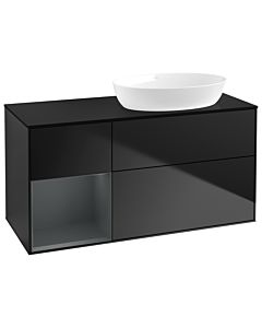 Villeroy und Boch Finion Waschtischunterschrank GA42HGPD 120cm, Abdeckplatte black matt, Emotion, Regale Midnight matt lacquer, Black matt lacquer