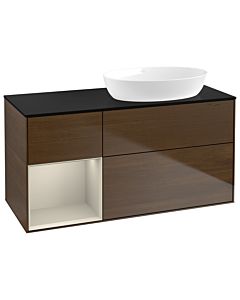 Villeroy und Boch Finion Villeroy und Boch Finion GA42HHGN 120cm, cover plate black matt, Emotion, shelves sand matt lacquer, walnut veneer