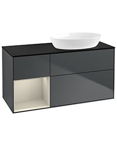 Villeroy und Boch Finion Villeroy und Boch Finion GA42HHHG 120cm, cover plate black matt, Emotion, shelves sand matt lacquer, Midnight Blue Matt Lacquer