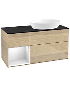 Villeroy und Boch Finion Villeroy und Boch Finion GA42MTPC 120cm, cover plate black matt, Emotion, shelves white matt lacquer, Oak Veneer