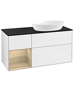Villeroy und Boch Finion Villeroy und Boch Finion GA42PCGF 120cm, cover plate black matt, Emotion, shelves Oak Veneer , glossy white lacquer