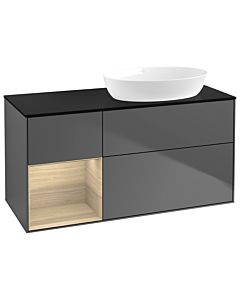 Villeroy und Boch Finion Waschtischunterschrank GA42PCGK 120cm, Abdeckplatte black matt, Emotion, Regale Oak Veneer, Anthracite matt