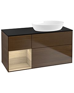 Villeroy und Boch Finion GA42PCGN 120cm, plaque de recouvrement noir mat, emotion, étagères Oak Veneer , placage Oak Veneer