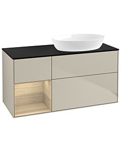 Villeroy und Boch Finion Villeroy und Boch GA42PCHH 120cm, plaque de recouvrement noir mat, emotion, étagères Oak Veneer , Sand Matt Lacquer