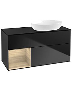 Villeroy und Boch Finion Waschtischunterschrank GA42PCPD 120cm, Abdeckplatte black matt, Emotion, Regale Oak Veneer, Black matt lacquer