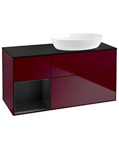 Villeroy und Boch Finion Waschtischunterschrank GA42PDHB 120cm, Abdeckplatte black matt, Emotion, Regale Black matt lacquer, Peony Matt