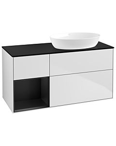 Villeroy und Boch Finion Waschtischunterschrank GA42PDMT 120cm, Abdeckplatte black matt, Emotion, Regale Black matt lacquer, White matt lacquer
