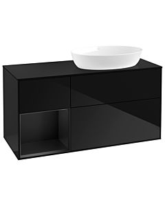 Villeroy und Boch Finion Waschtischunterschrank GA42PDPH 120cm, Abdeckplatte black matt, Emotion, Regale Black matt lacquer, Glossy Black Lacquer