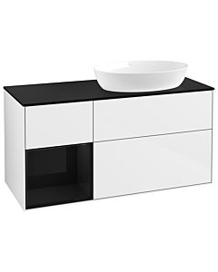 Villeroy und Boch Finion Villeroy und Boch GA42PHGF 120cm, plaque de recouvrement noir mat, Emotion, étagères Laque noire brillante, Laque blanche brillante