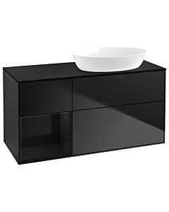 Villeroy und Boch Finion Villeroy und Boch GA42PHPD 120cm, plaque de recouvrement noir mat, Emotion, étagères Laque noire brillante, laque noire mate