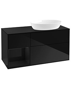 Villeroy und Boch Finion Waschtischunterschrank GA42PHPH 120cm, Abdeckplatte black matt, Emotion, Regale Glossy black lacquer, Glossy Black Lacquer