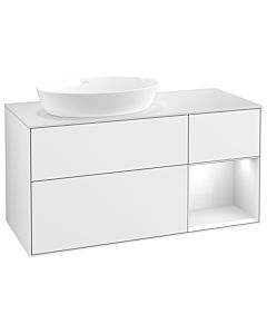 Villeroy und Boch Finion Waschtischunterschrank GA51GFGF 120cm, Abdeckplatte white matt, Emotion, Regale Glossy white lacquer, Glossy white lacquer