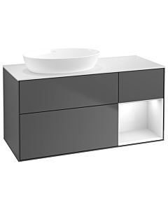 Villeroy und Boch Finion Waschtischunterschrank GA51GFGK 120cm, Abdeckplatte white matt, Emotion, Regale Glossy white lacquer, Anthracite matt