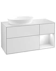 Villeroy und Boch Finion Villeroy und Boch GA51GFMT 120cm, plaque de recouvrement blanc mat, Emotion, étagères Laque blanche brillante, laque blanche mate