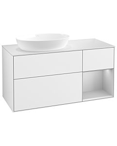 Villeroy und Boch Finion Waschtischunterschrank GA51GJGF 120cm, Abdeckplatte white matt, Emotion, Regale Light grey matt lacquer, Glossy white lacquer