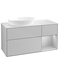 Villeroy und Boch Finion Waschtischunterschrank GA51GJGJ 120cm, Abdeckplatte white matt, Emotion, Regale Light grey matt lacquer, Light grey matt