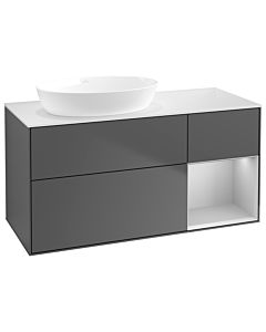 Villeroy und Boch Finion Waschtischunterschrank GA51GJGK 120cm, Abdeckplatte white matt, Emotion, Regale Light grey matt lacquer, Anthracite matt